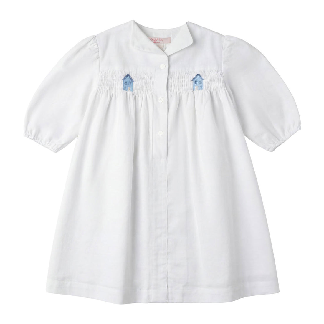 Calla Lili  White Smocking Short Sleeve Dress