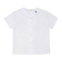 Calla Lili  White/Blue Linen House Shirt