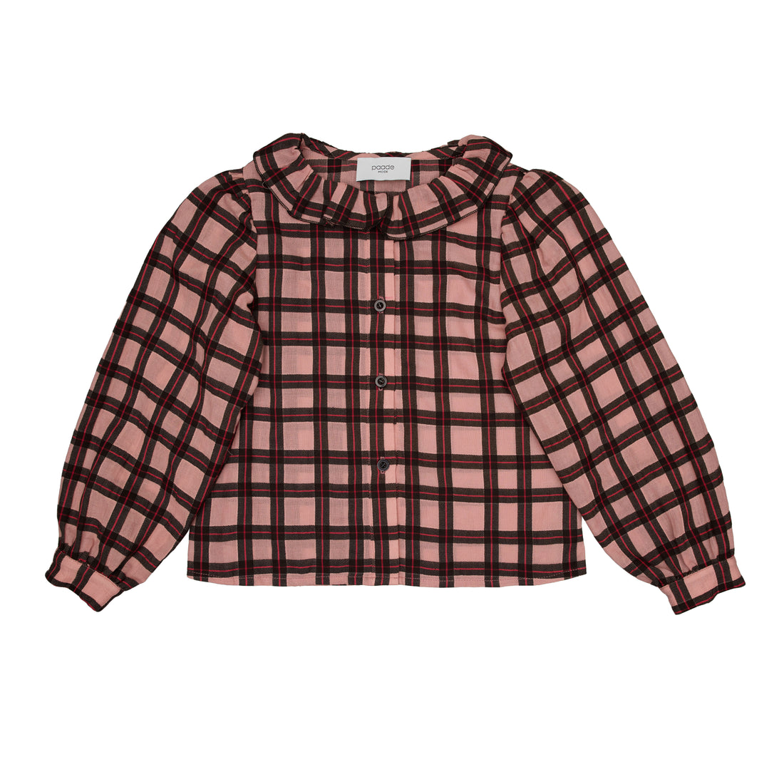 Paade Mode  Pink Cheks Frill Collar Iris Blouse