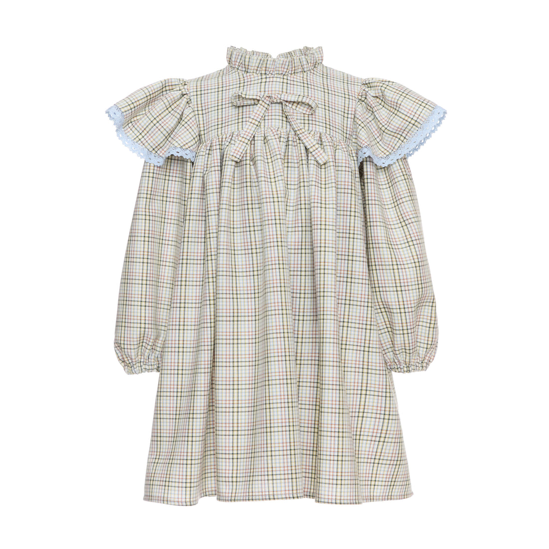 Paade Mode  White Heather Ruffled Stand-up Collar Dress