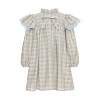 Paade Mode  White Heather Ruffled Stand-up Collar Dress
