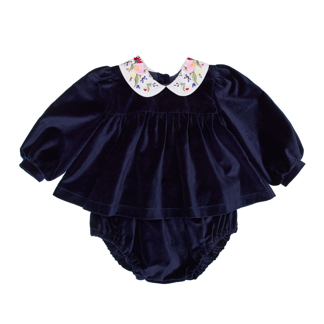 Paade Mode  Dark Blue Haven Velvet Baby Set