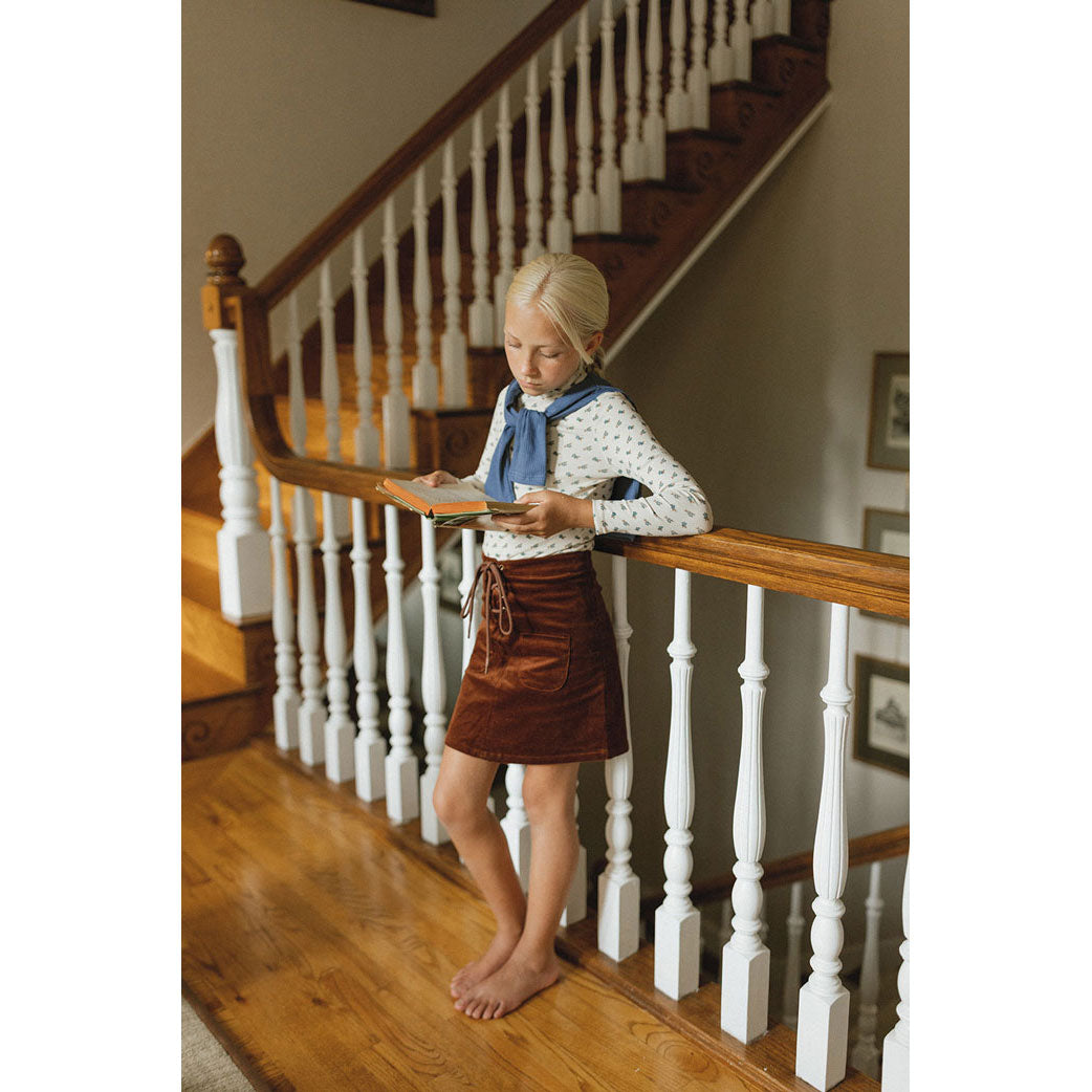 L by Ladida Brown Corduroy Lace Up Skirt