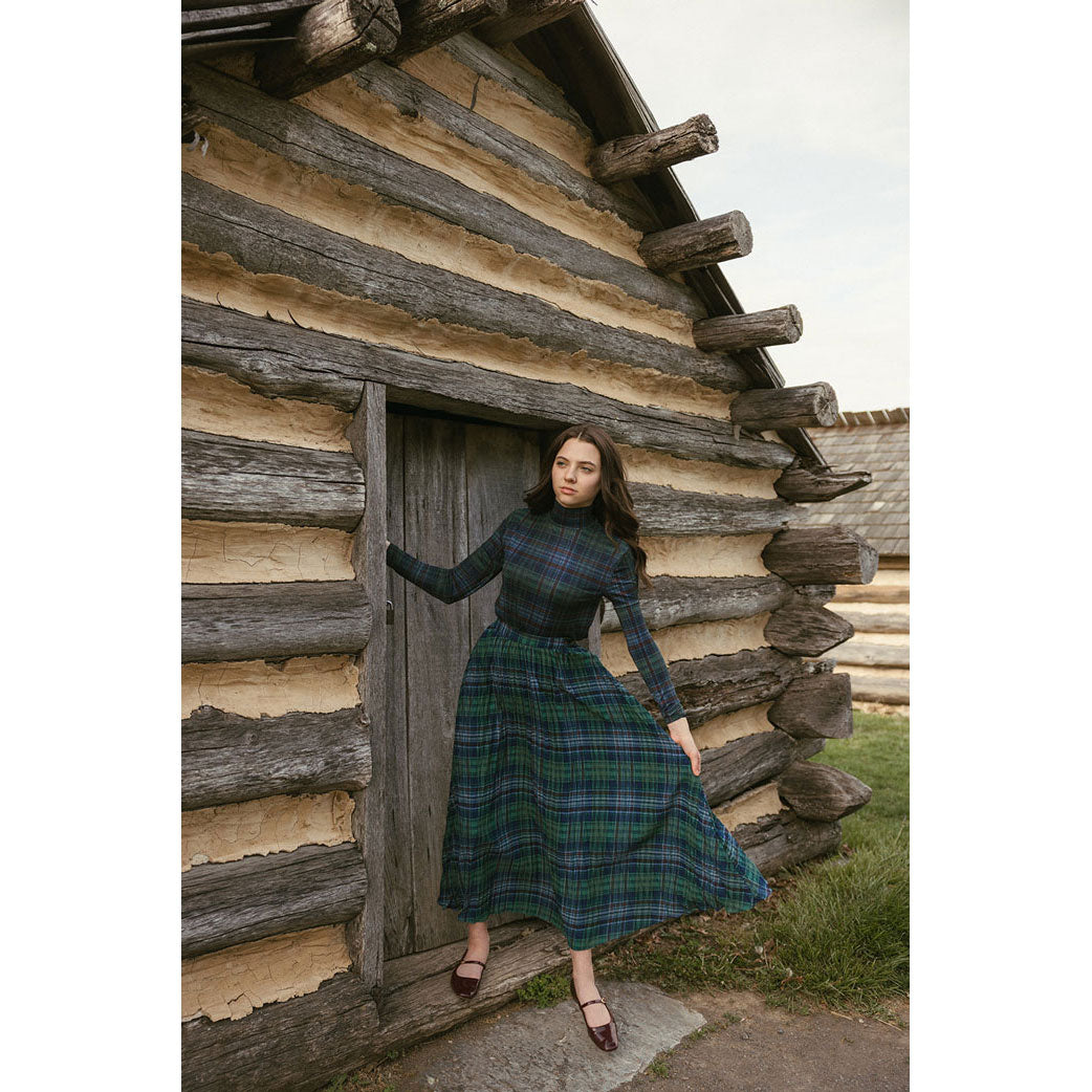 Ava and Lu Navy Plaid Turtleneck