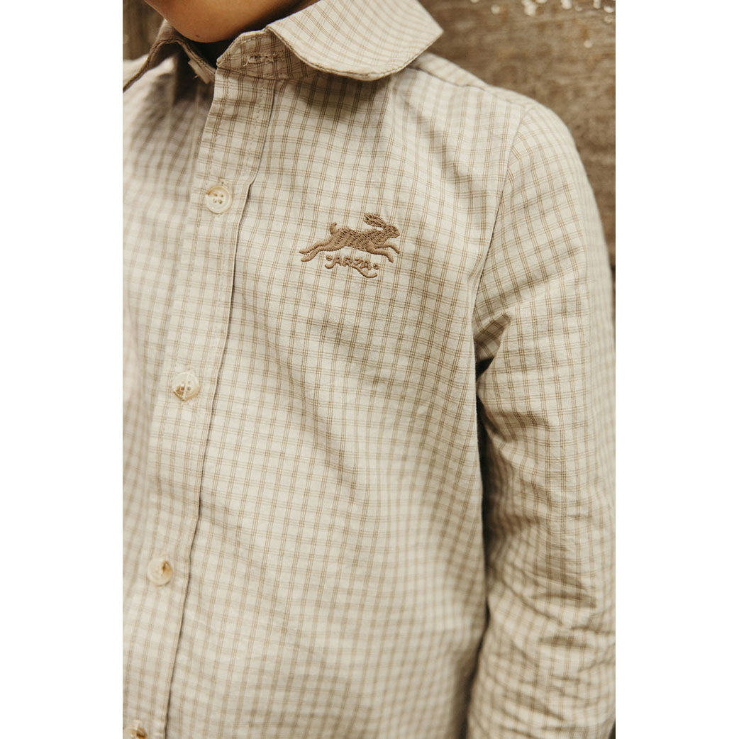 Arza Brown Check Button Down Shirt