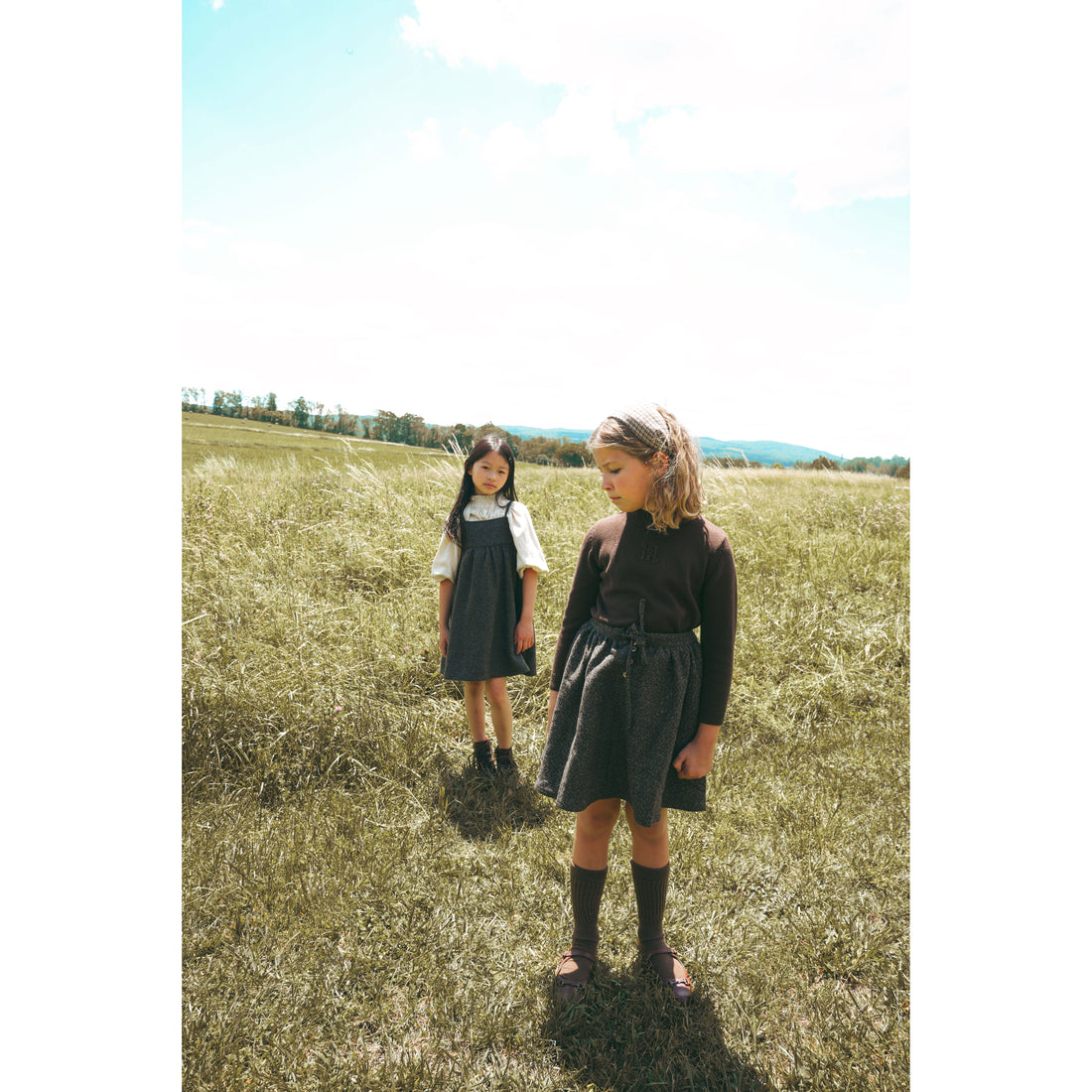 Calla Lili  Grey/Brown Tweed Draw String Skirt