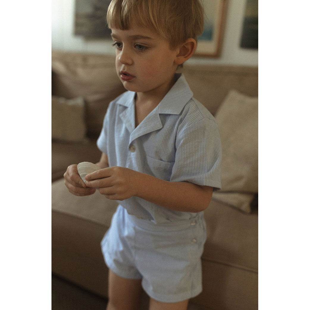 L by Ladida Blue Stripe Grandpa Shirt