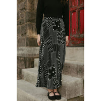 Ava and Lu Black Geomtric Pleated Slip Dress