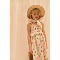 Mipounet Ecru/Coral Jacquard Caroline Smock Dress