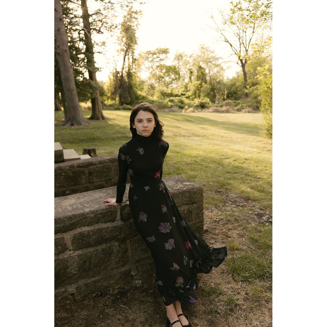 Ava and Lu Black Flower Studded Tulle Skirt