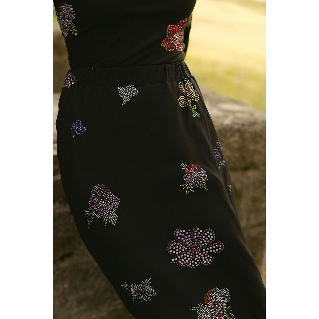 Ava and Lu Black Flower Studded Tulle Skirt