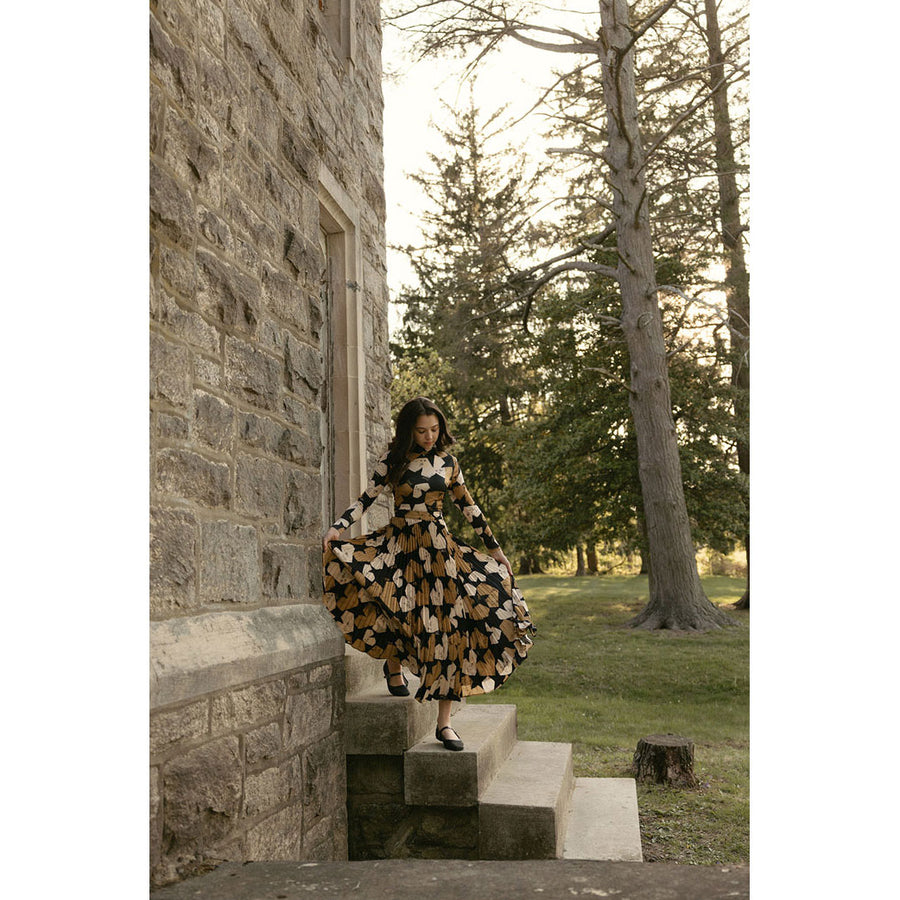 Ava and Lu Black Golden Geo Hearts Skirt