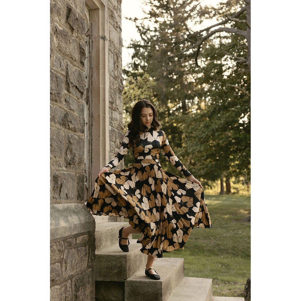 Ava and Lu Black Golden Geo Hearts Skirt