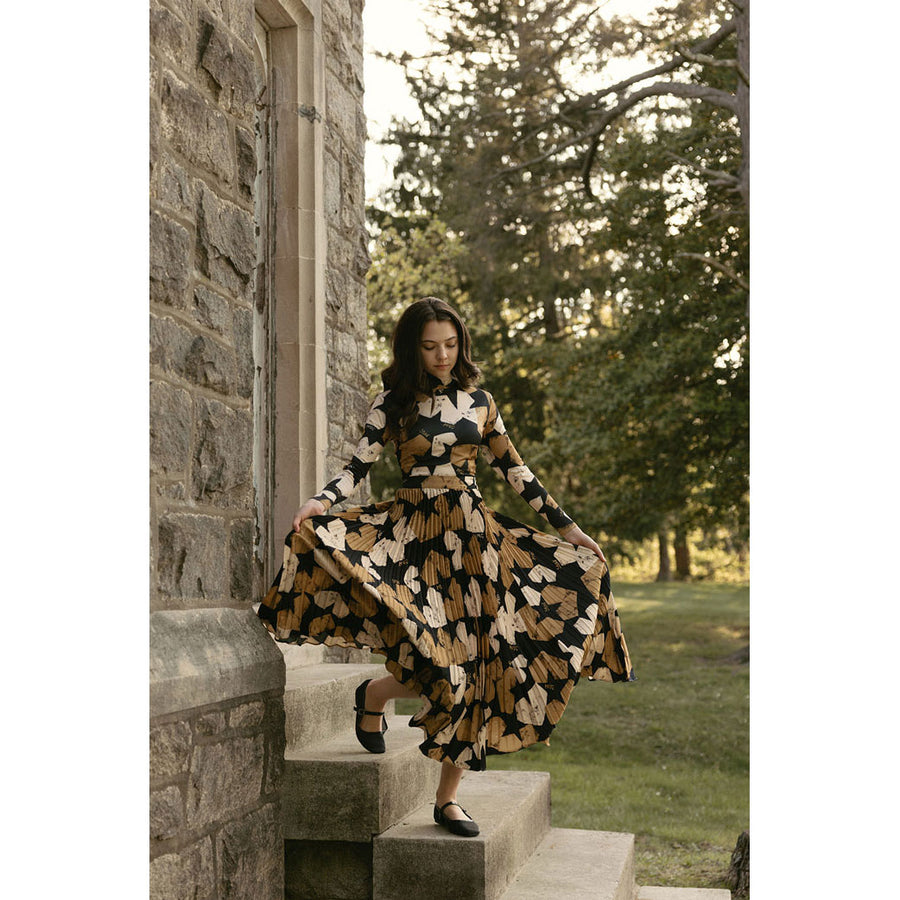 Ava and Lu Black Golden Geo Hearts Skirt