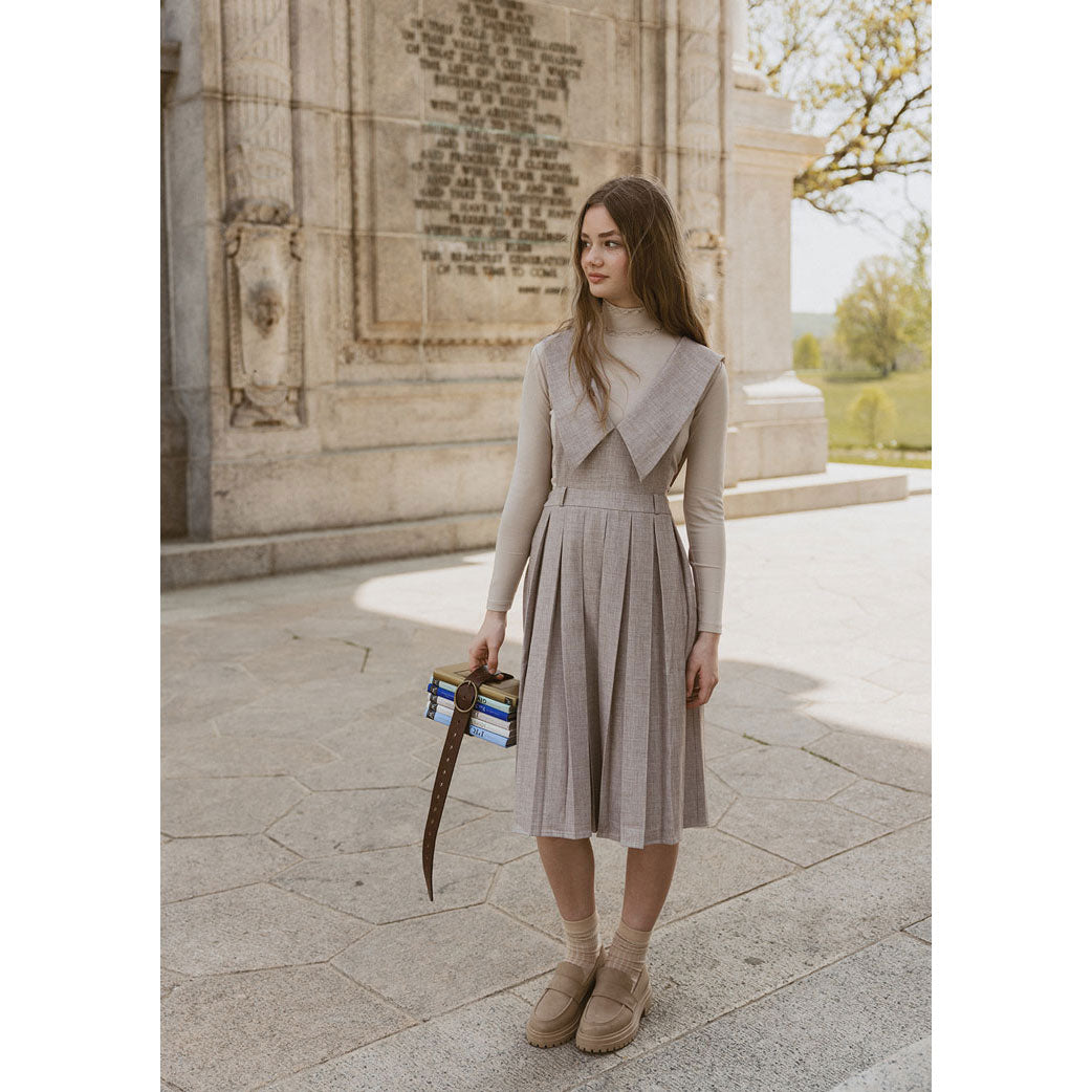 Darlin Oatmeal Pleated Jumper