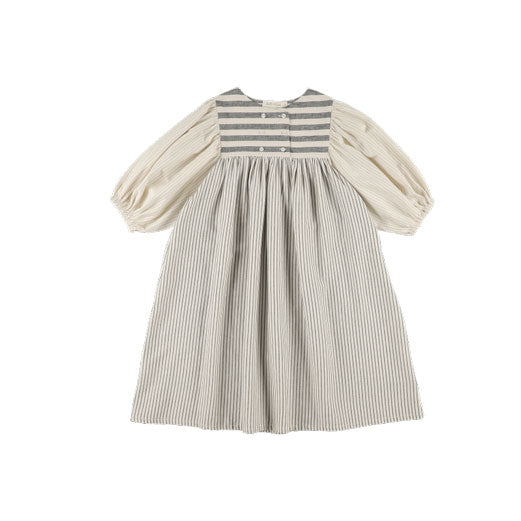 Belle Chiara Medium Grey Stripe Crossover Canesu Dress