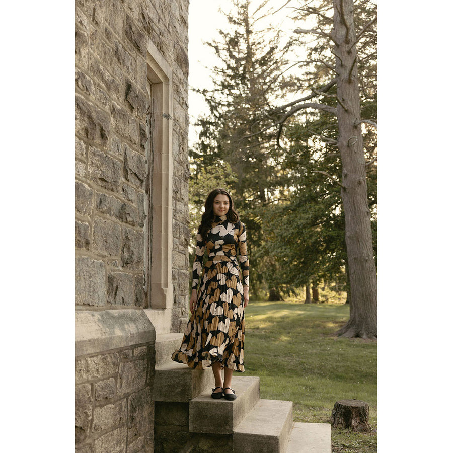 Ava and Lu Black Golden Geo Hearts Skirt