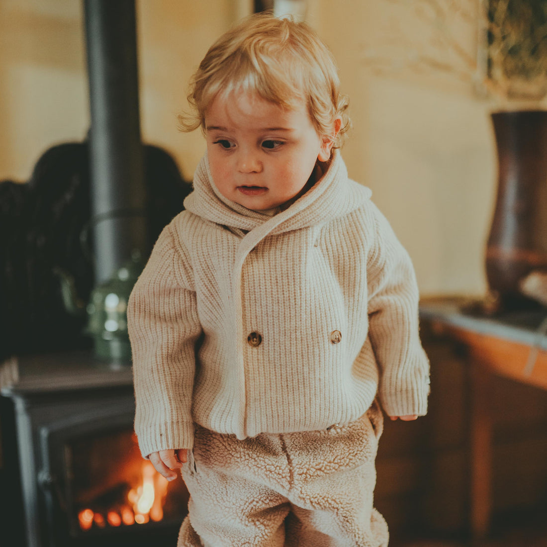Donsje White Sand Melange Tristan Baby Cardigan