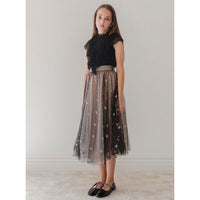 Petite Amalie Black/Pink Embroidered Bow Tulle Skirt