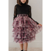 Petite Amalie Hydrangea Printed Mesh Skirt