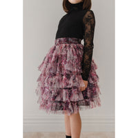 Petite Amalie Hydrangea Printed Mesh Skirt