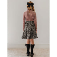 Petite Pink Black Rose Printed Denim Skirt