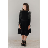 Petite Amalie Black Velvet Pleaded Skirt