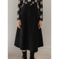 Petite Pink Black Denim Pleat Front Skirt