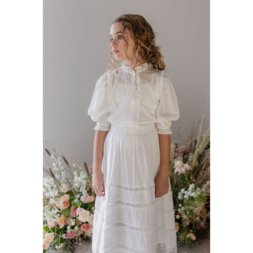 Steph White Lace Dobby Voile Skirt