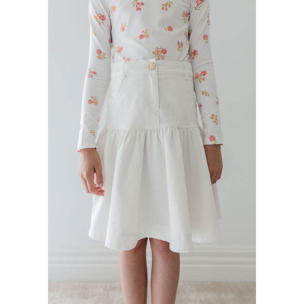 Steph White Wash Lace Trim Denim Skirt – Ladida
