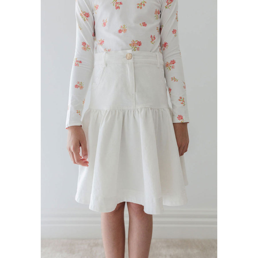 Lumignon Denimlacemermaid skirt+Tホワイト Tie Front Detail Bandeau Top And Maxi Skirt Co-Ord Set In