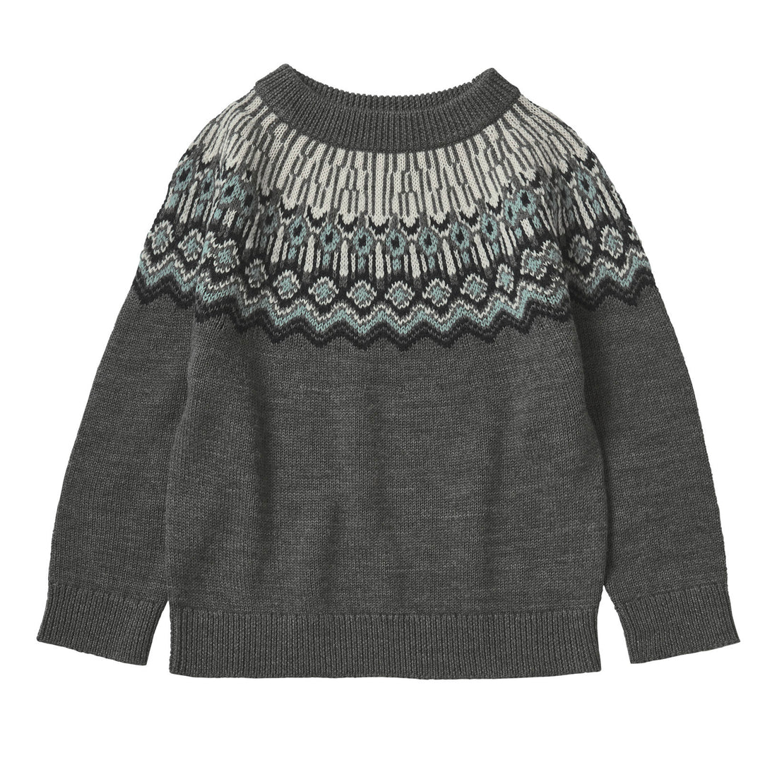 FUB Grey Melange Fair Isle Sweater