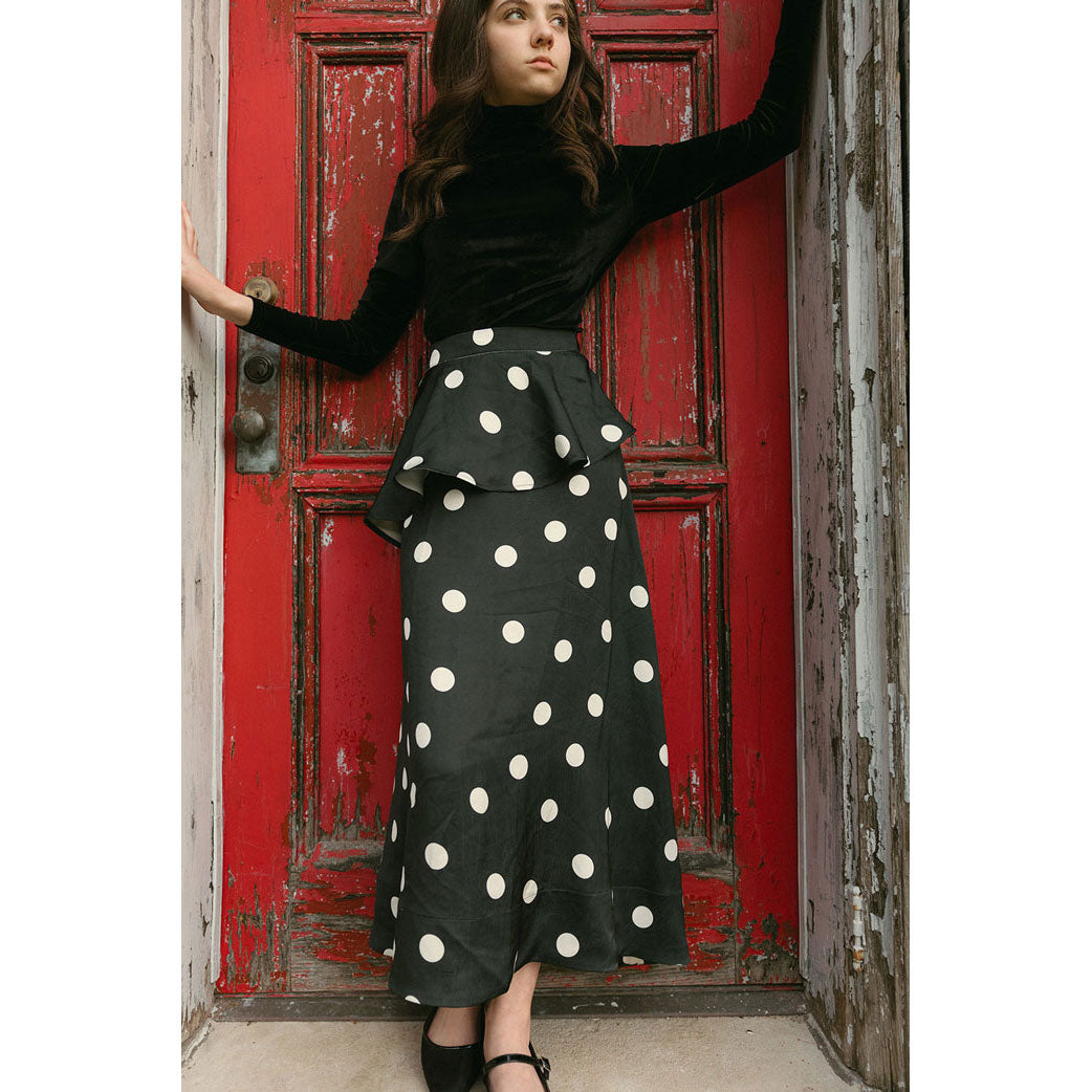 Ava and Lu Black Polka Dot Slip Skirt
