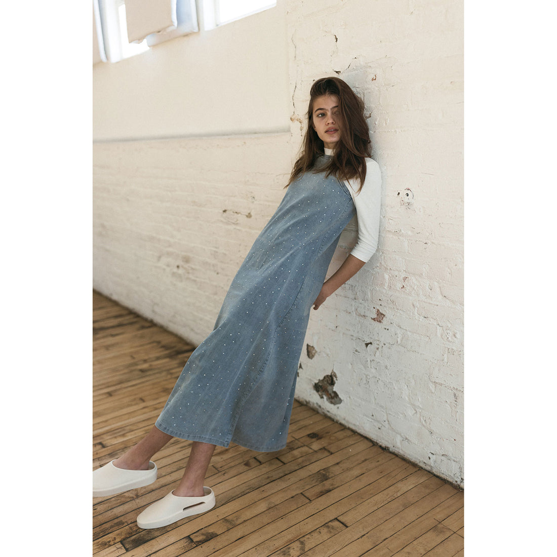 Elements Light Blue Rhinestone Mock Tee Dress