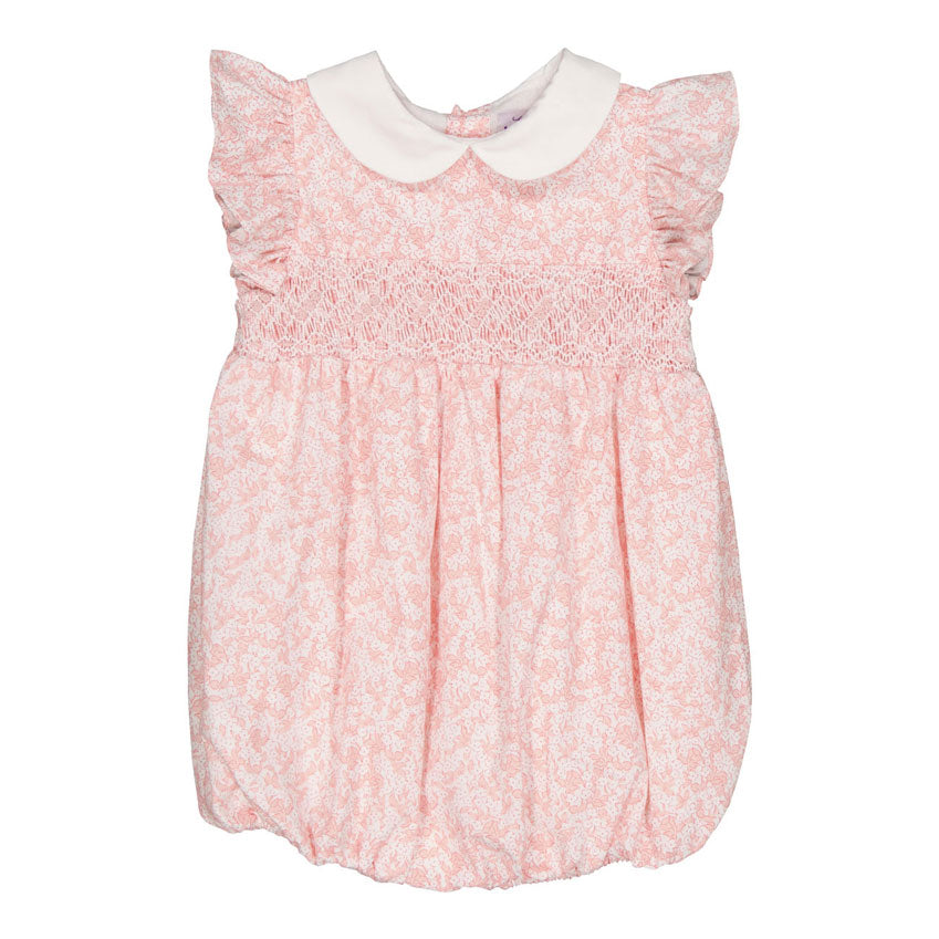 Kidiwi Nude Pink Print Smocked Julyne Romper