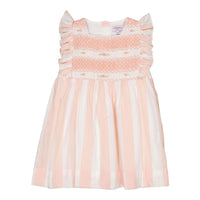 Kidiwi Nude Pink/ Lurex Stripes Lea Smocked Dress