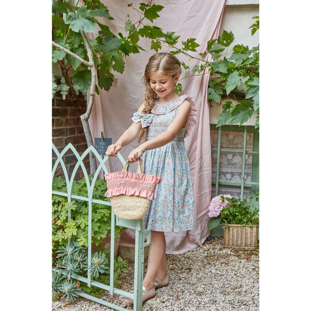 Kidiwi Coral/Mint Floral Print Melina Dress