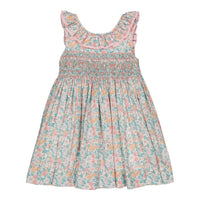 Kidiwi Coral/Mint Floral Print Melina Dress