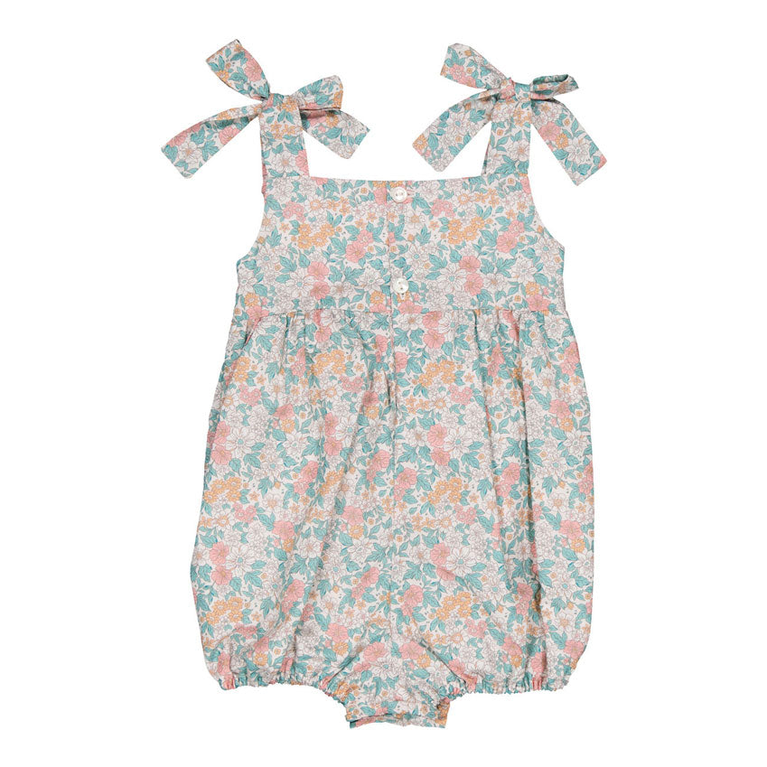 Kidiwi Coral/Mint Floral Print Francine Romper