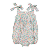 Kidiwi Coral/Mint Floral Print Francine Romper