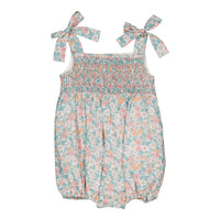 Kidiwi Coral/Mint Floral Print Francine Romper