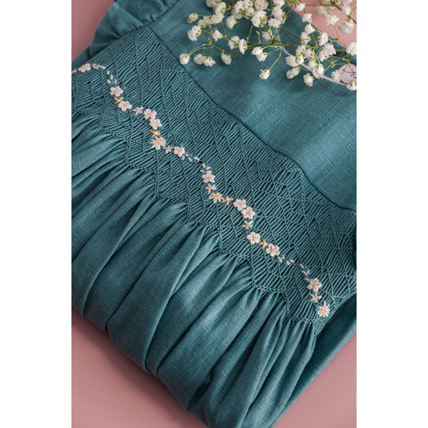 Kidiwi Teal Linen Emelyne Dress