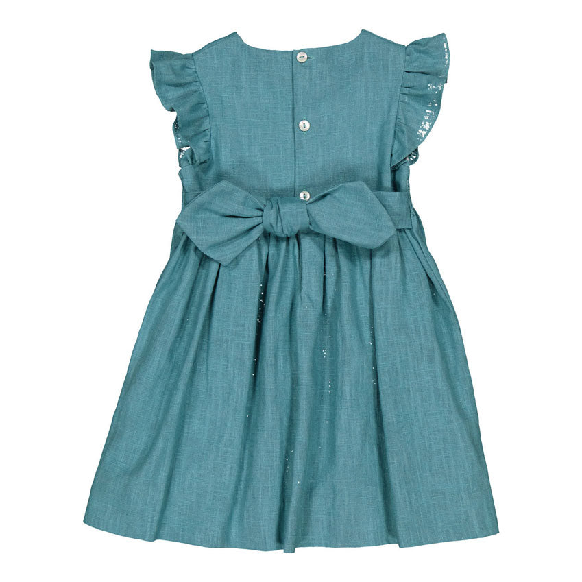 Kidiwi Teal Linen Emelyne Dress