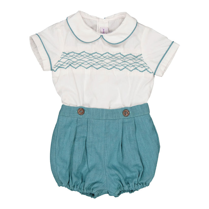 Kidiwi Teal Linen Bamabe Baby Set