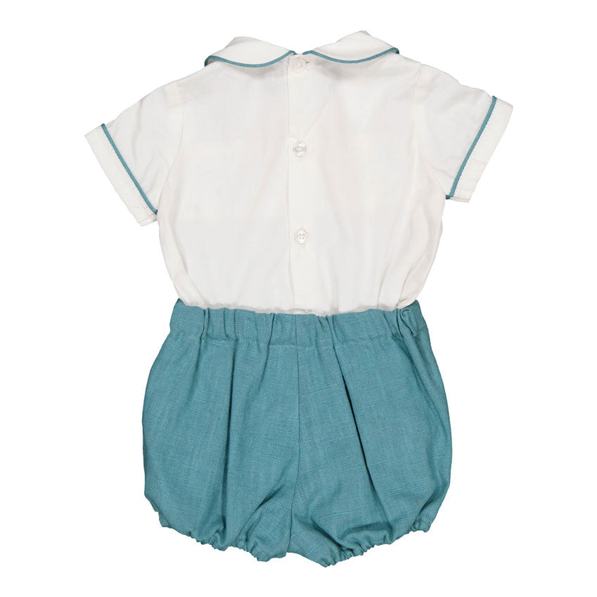 Kidiwi Teal Linen Bamabe Baby Set