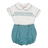 Kidiwi Teal Linen Bamabe Baby Set