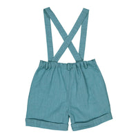 Kidiwi Teal Linen Adamo Suspender Shorts