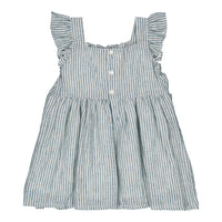 Kidiwi Teal Stripes Linen Crocus Dress