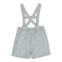 Kidiwi Teal Stripes Linen Elias Dungarees