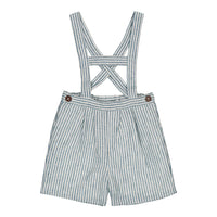 Kidiwi Teal Stripes Linen Elias Dungarees